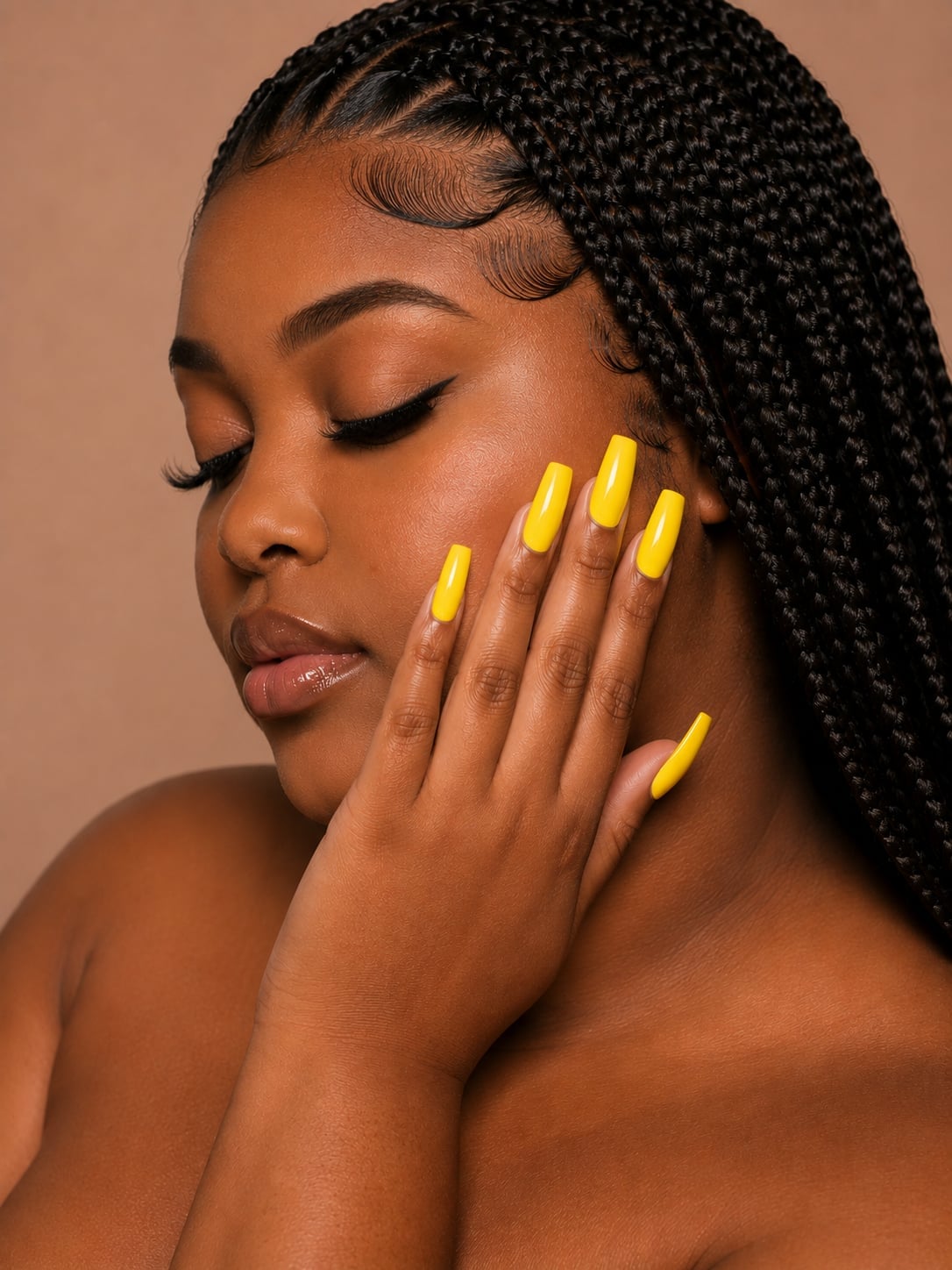 Bright Yellow Glossy Square Nails — Yellow Nails