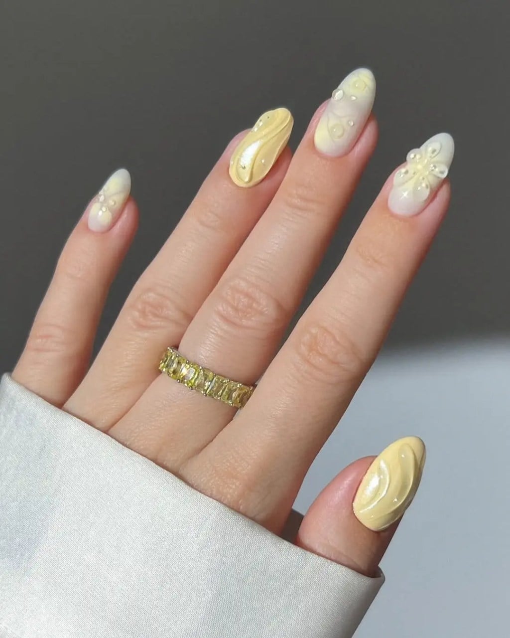 Long Square Bright Yellow Glossy Nails With Medium Oval — Yellow Nails