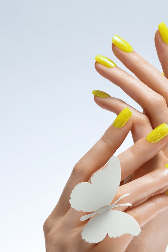 Bright Yellow Glitter Stiletto Nails — Yellow Nails