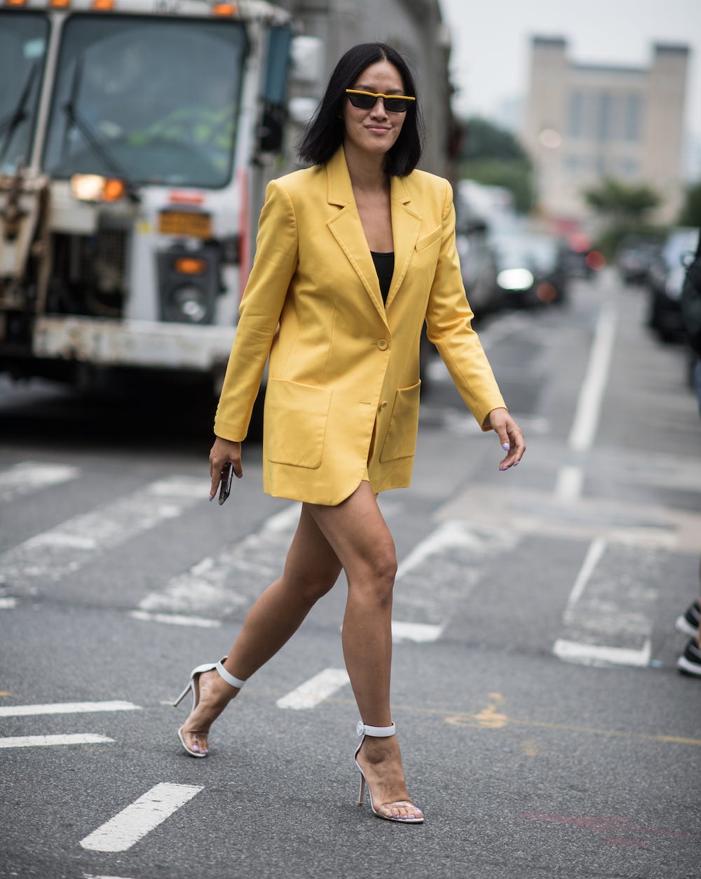 Yellow Oversized Blazer Dress for Street Style Yellow Oversized Blazer Dress for Street Style — Yellow Outfits