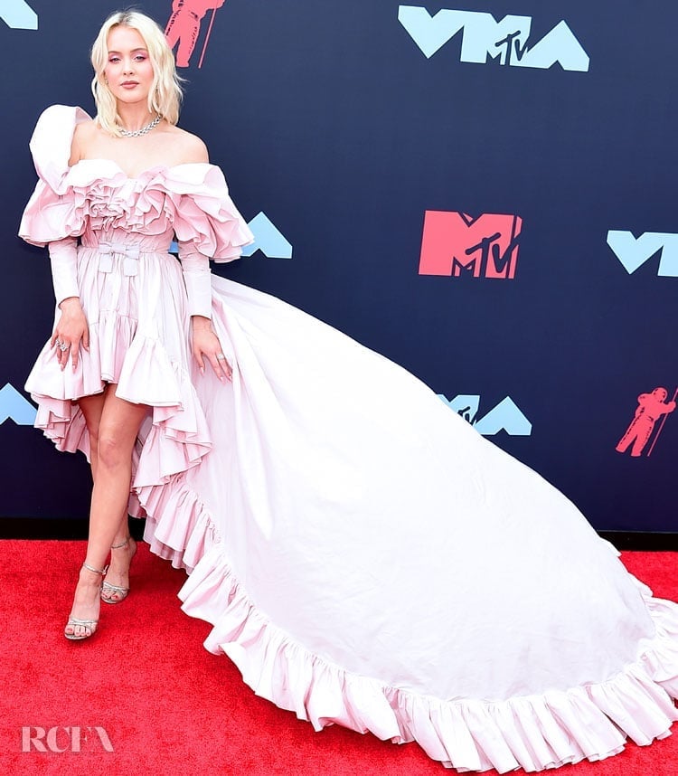 Pale Pink Gown with Oversized Ruffled Sleeves — Zara Larsson Outfits