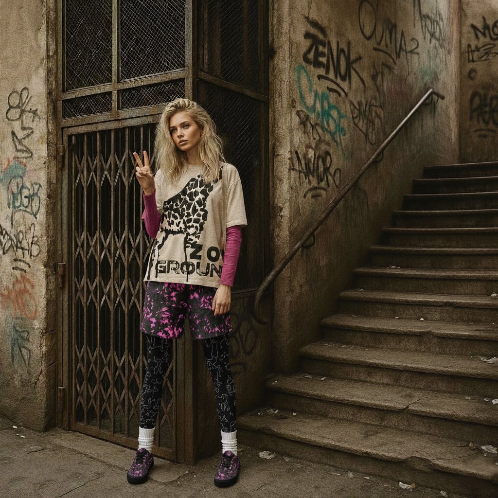 Layered Graphic Tee and Patterned Leggings with Shorts — Zoo Outfits