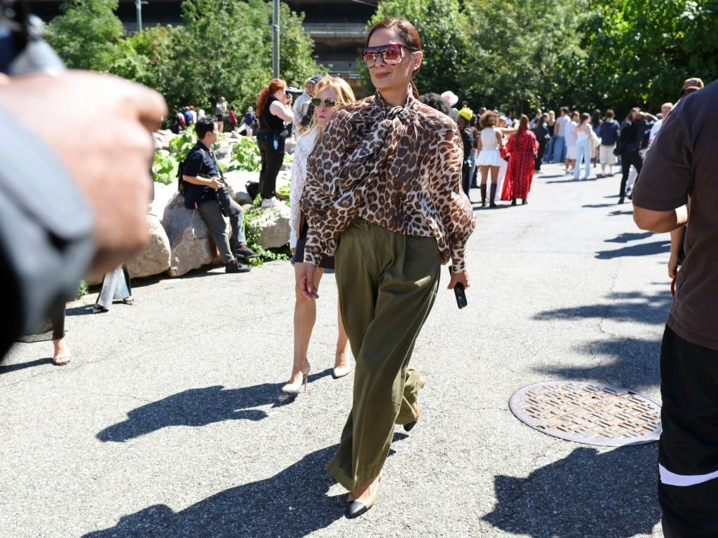 Oversized Leopard Print Blouse with Twill Trousers — Zoo Outfits